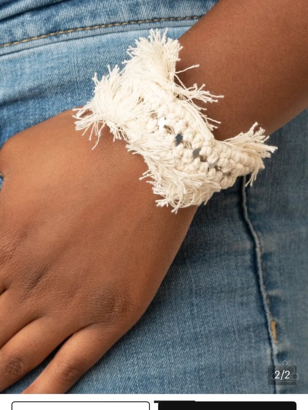 paparazzi Cream Crochet Fringe Hair Cuff